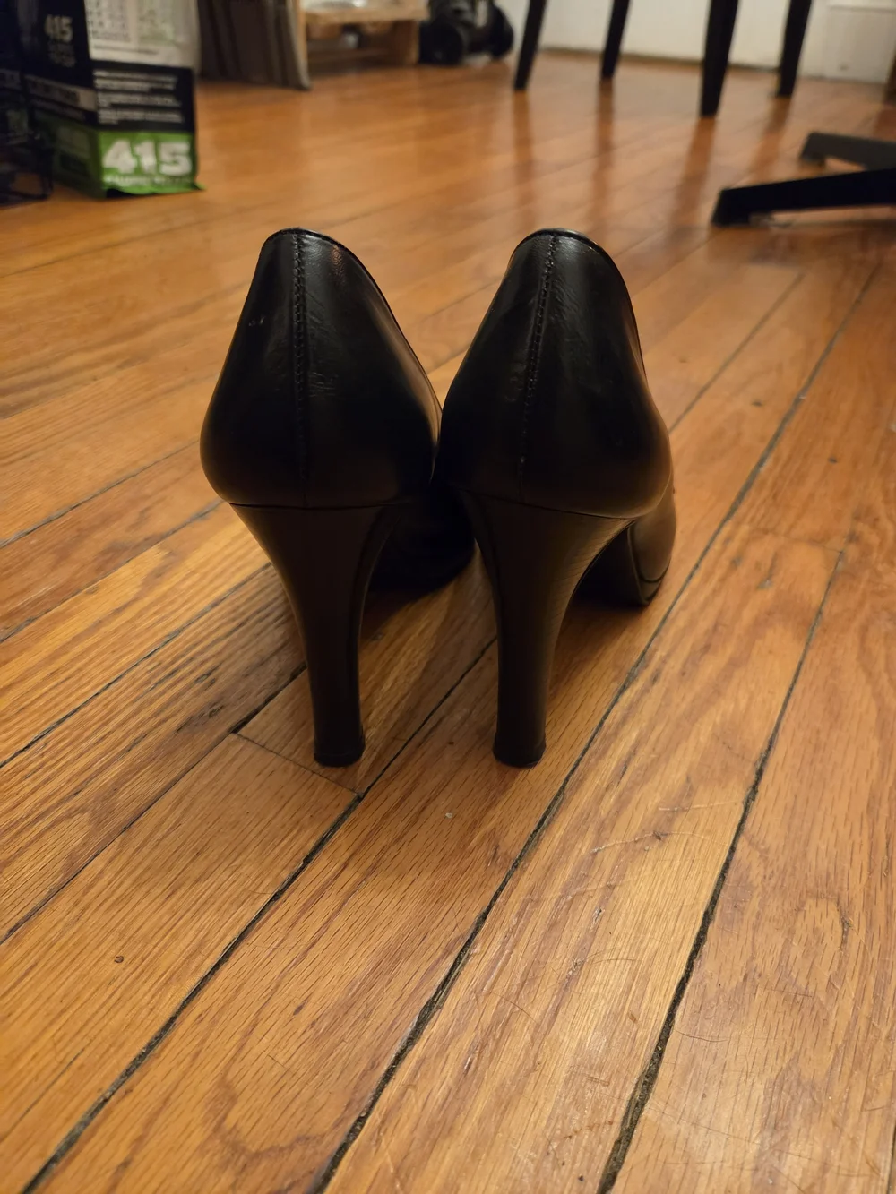 Ralph Lauren Black Leather Peep-Toe Tassel Heels